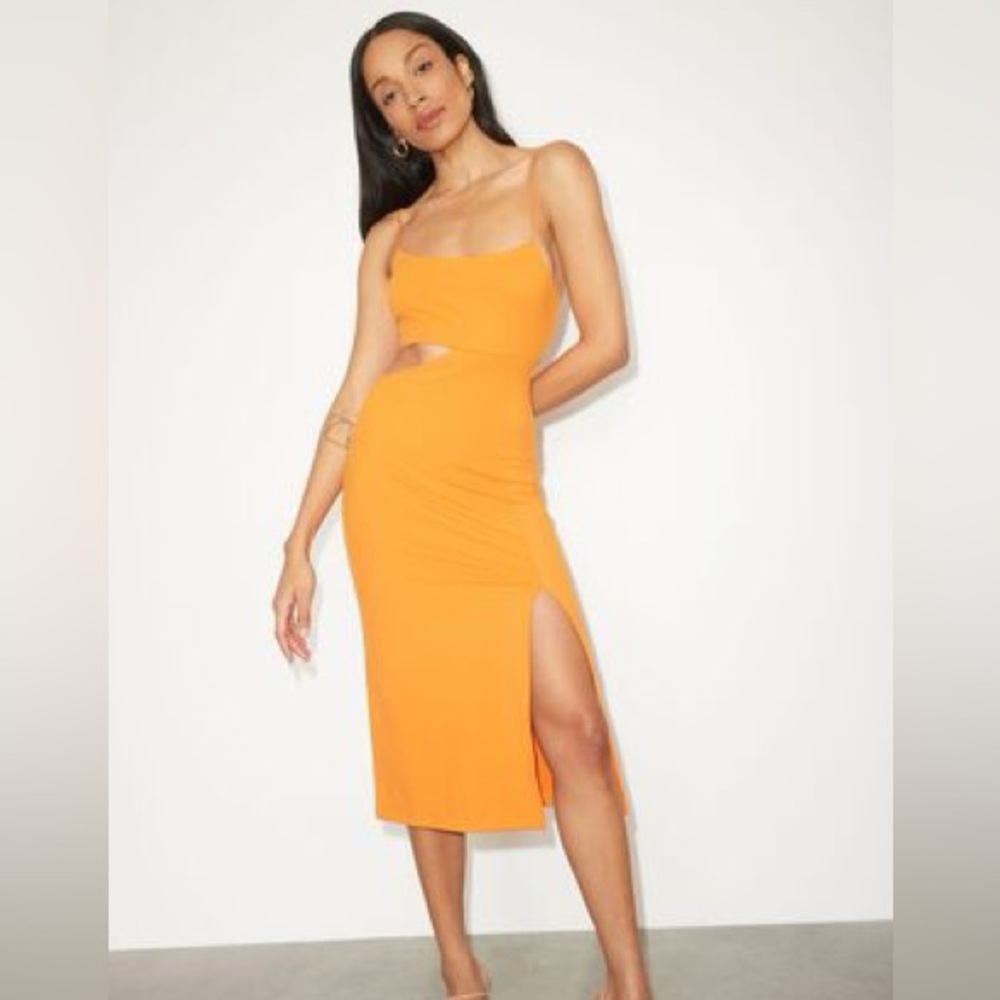 Dynamite cutout summer midi dress in orange
